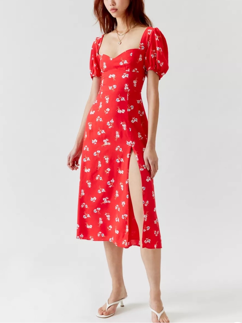 Bardot Gillian Midi Dress in Red Multi Size M